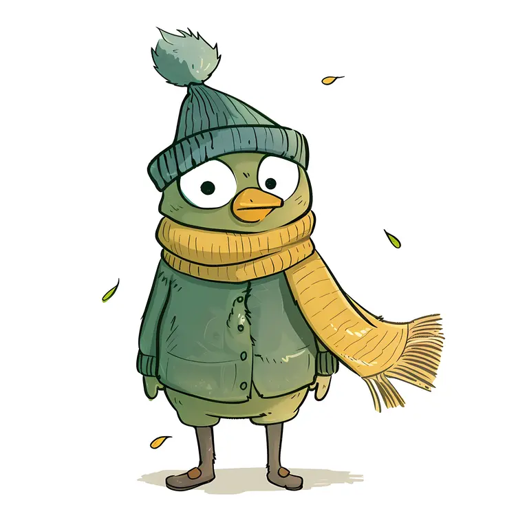 Cute Bird in Winter Clothing
