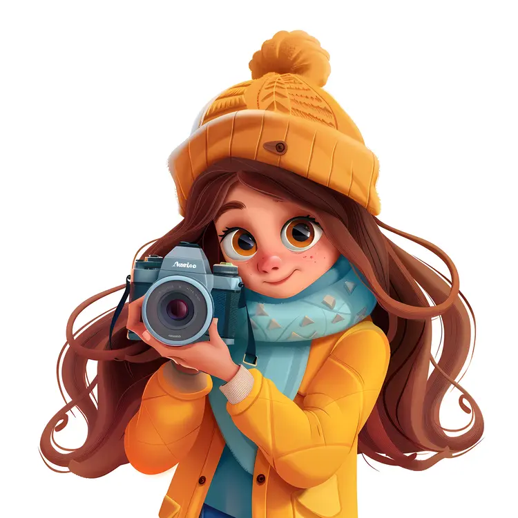 Girl with Camera and Yellow Hat