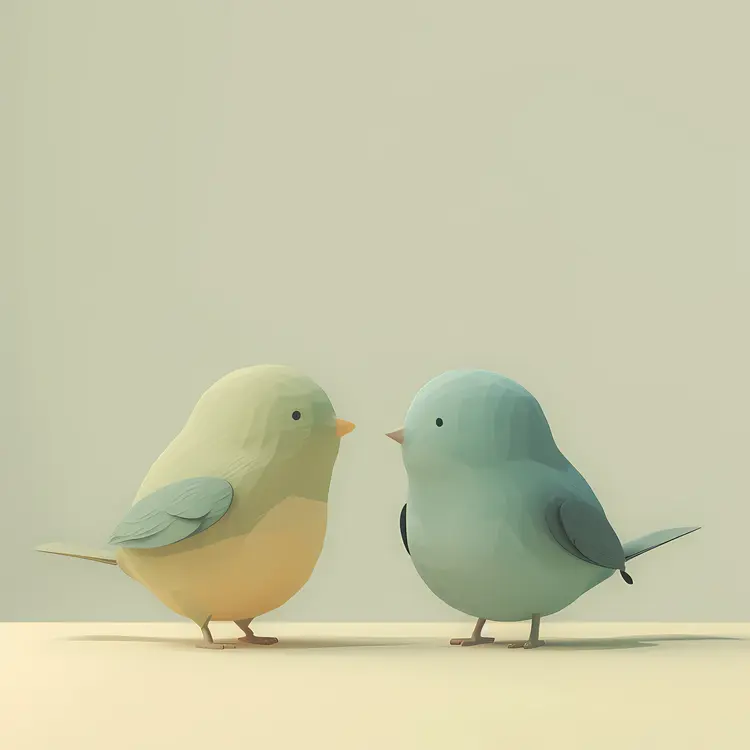 Pair of Cute Cartoon Birds