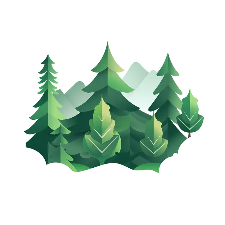 Pine Trees in Mountain Landscape