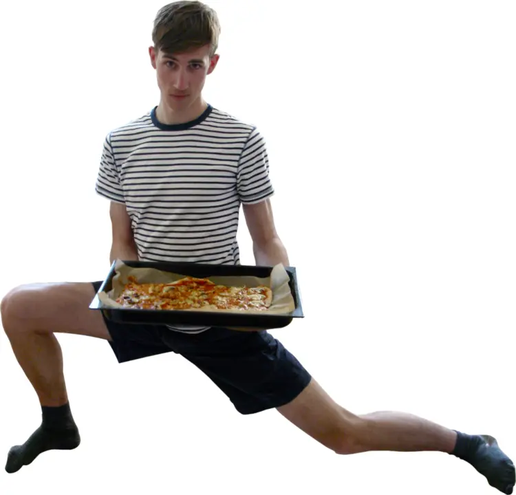 Man Holding Pizza Tray