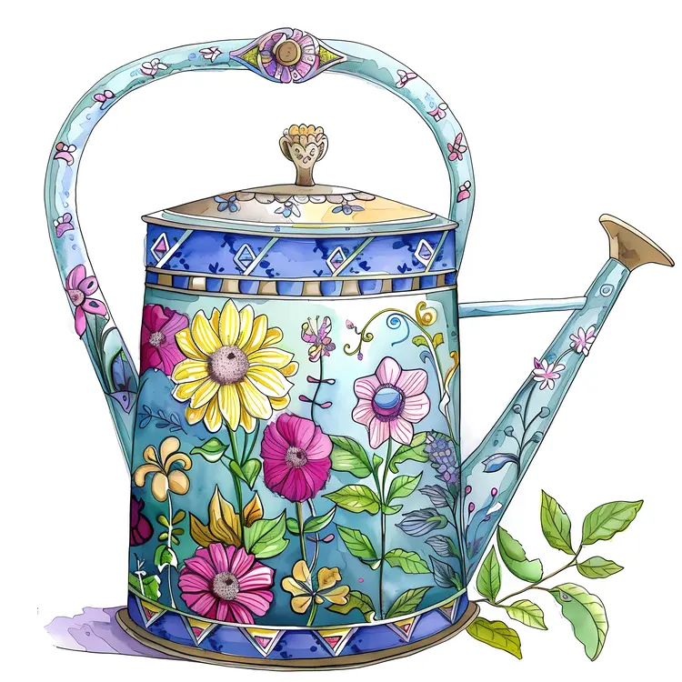 Colorful Floral Watering Can