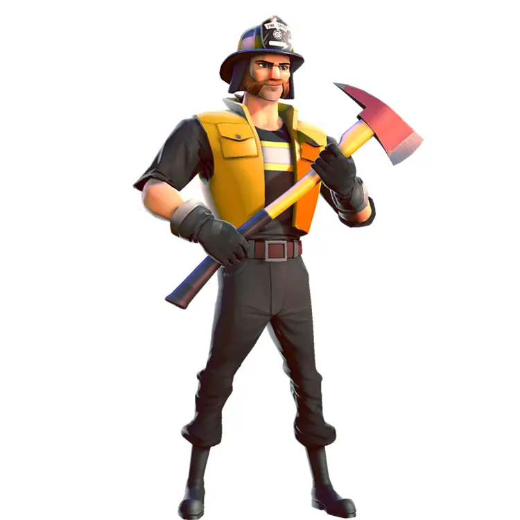Brave Firefighter with Axe