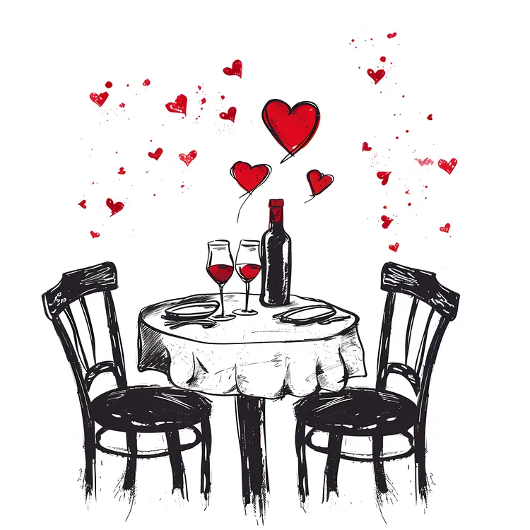 Romantic Table for Two with Wine