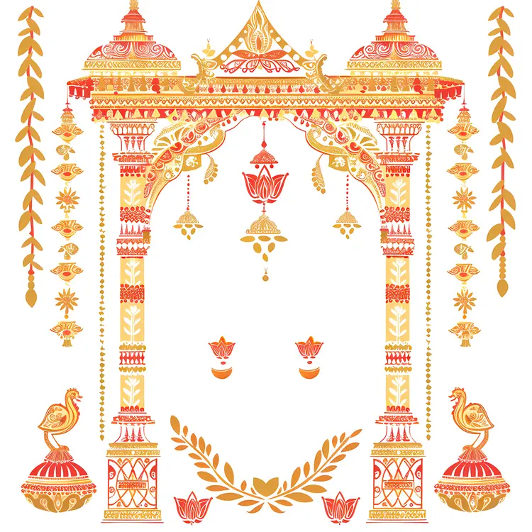 Ornate Wedding Mandap with Decorations