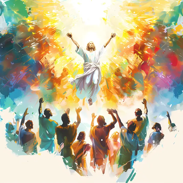 Jesus Ascending with Disciples