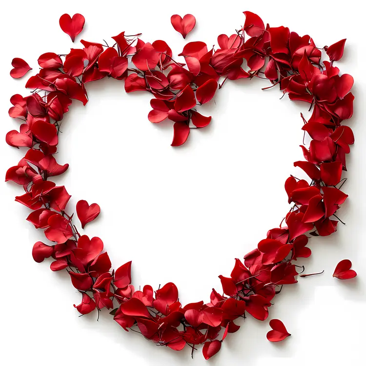 Heart Shape Made of Red Petals