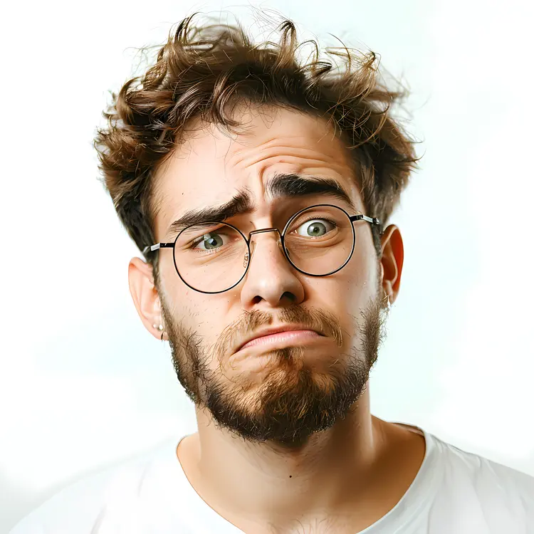 Confused Man with Glasses
