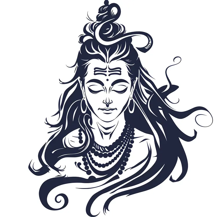 Elegant Shiva Line Art