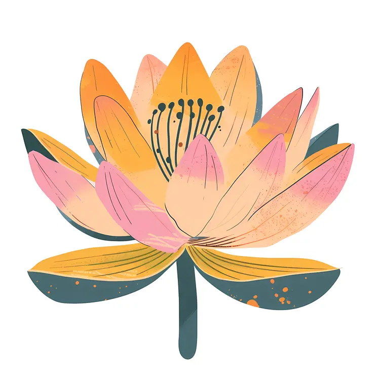 Artistic Lotus Flower with Yellow and Pink Petals