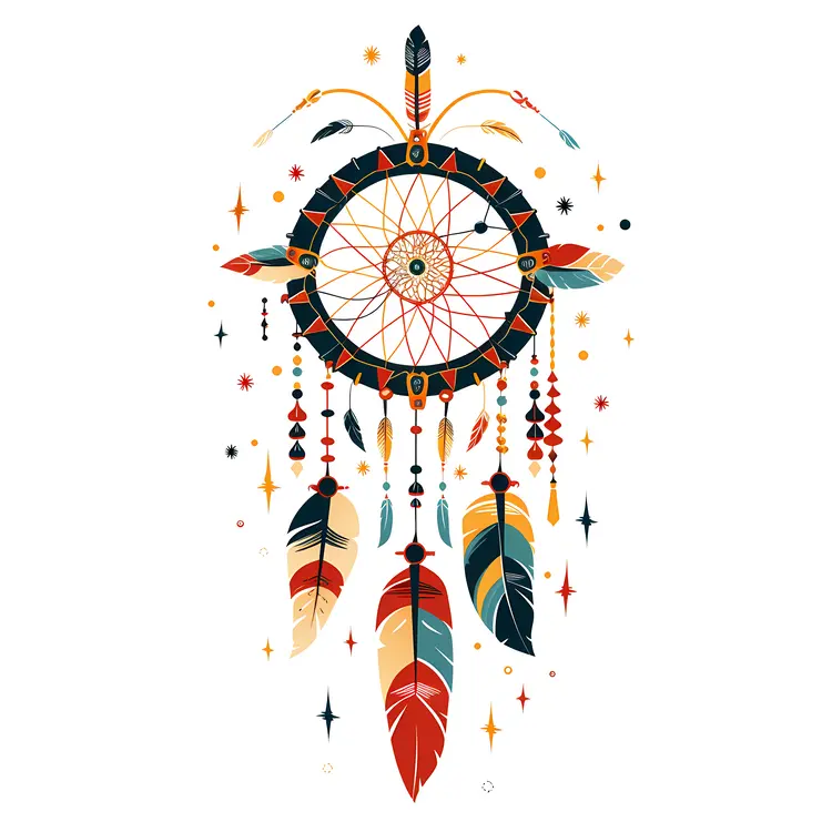 Colorful Dreamcatcher with Feathers and Beads