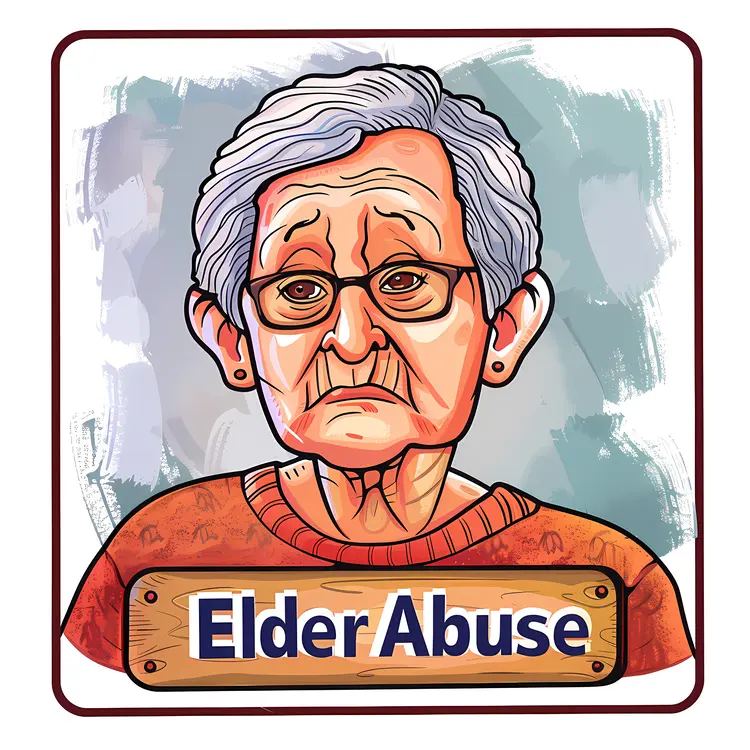 Elderly Woman with Elder Abuse Sign