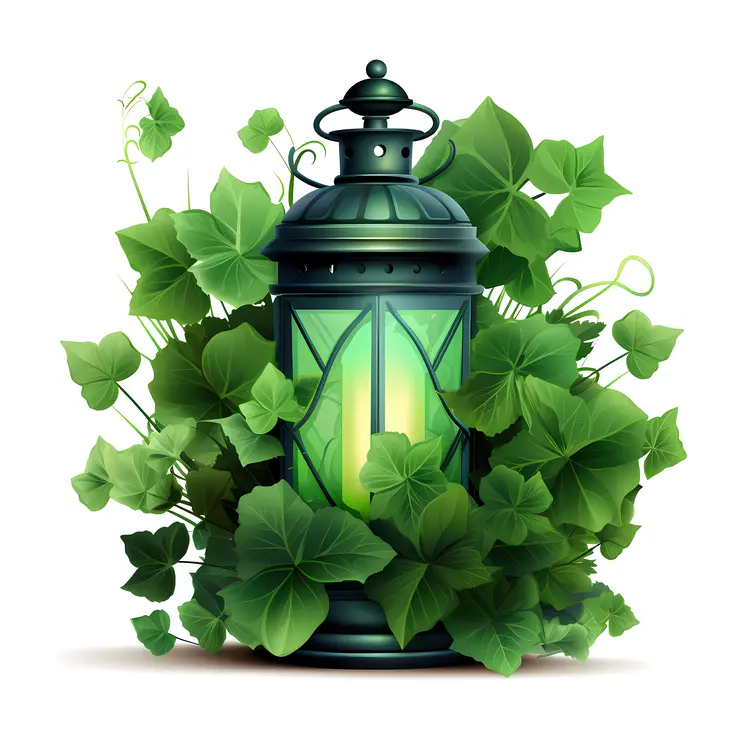 Green Lantern with Leaf Decoration