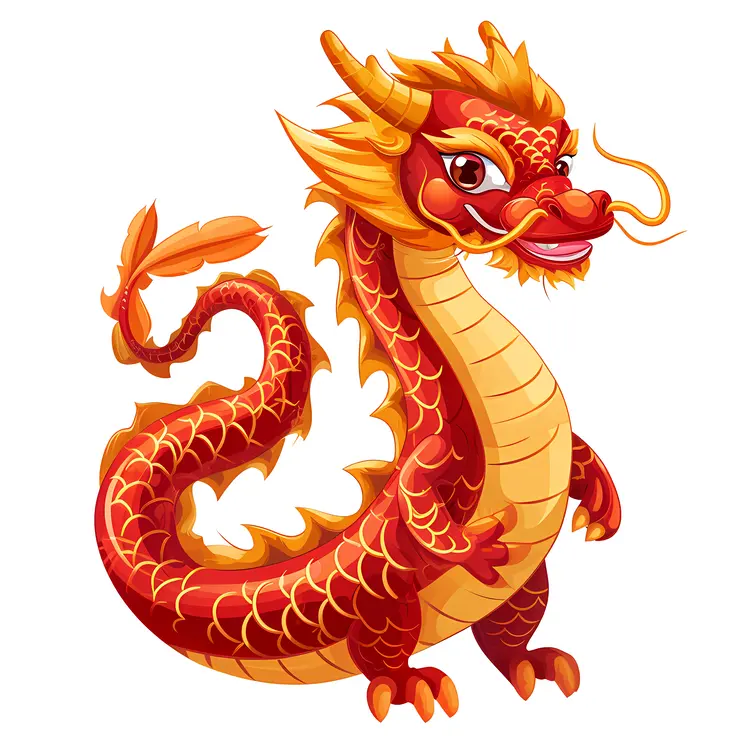 Red Dragon Cartoon Illustration