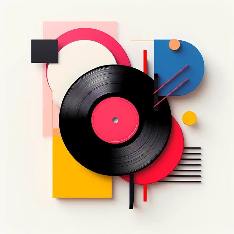 Vinyl Record with Colorful Geometric Shapes