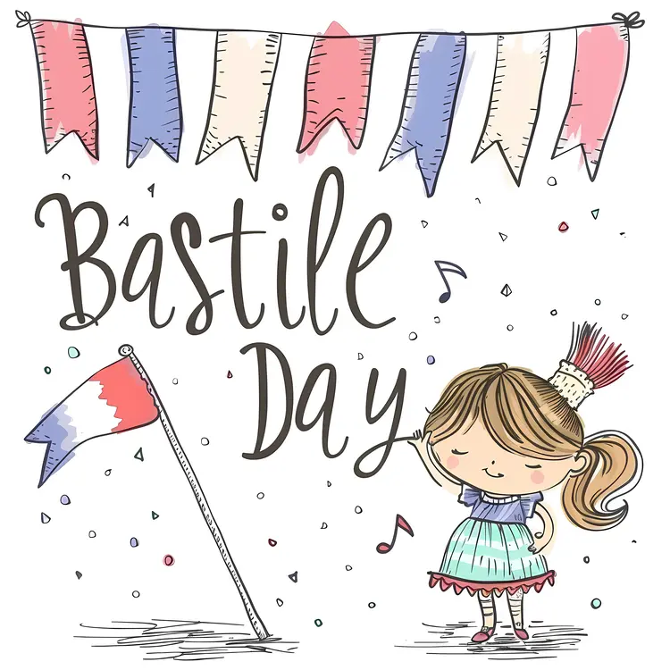 Girl Celebrating Bastille Day with Decorations