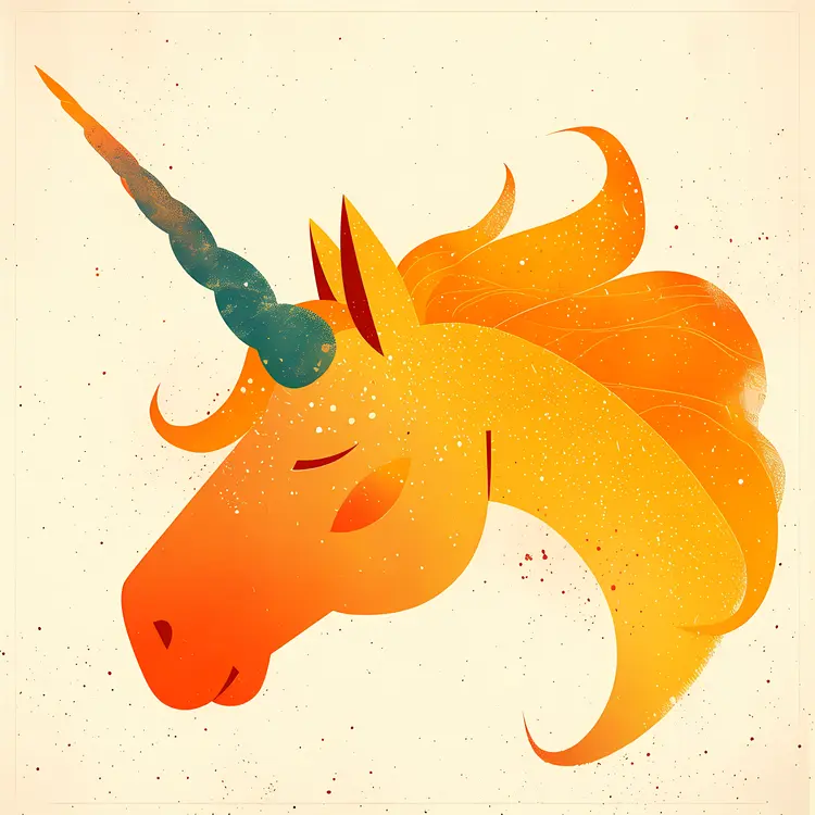 Golden Unicorn with Blue Horn