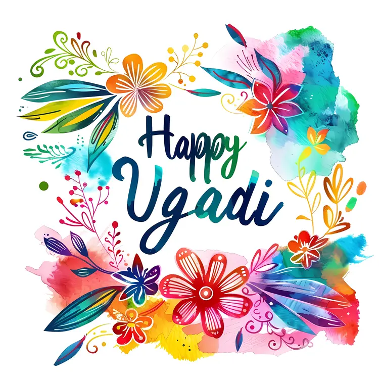 Watercolor Flowers for Ugadi