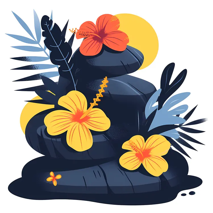 Stacked Stones with Flowers