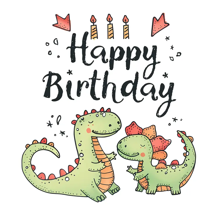 Two Dinosaurs Wishing Happy Birthday