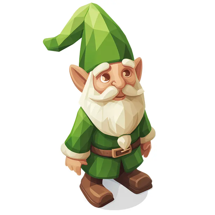 Geometric Green Gnome with Shamrock Hat