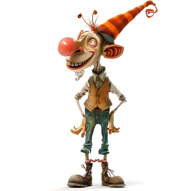 Funny Character with Big Nose and Striped Hat