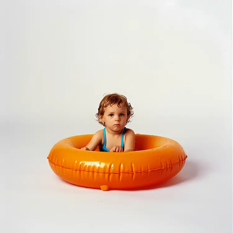 Child in Orange Swimming Float