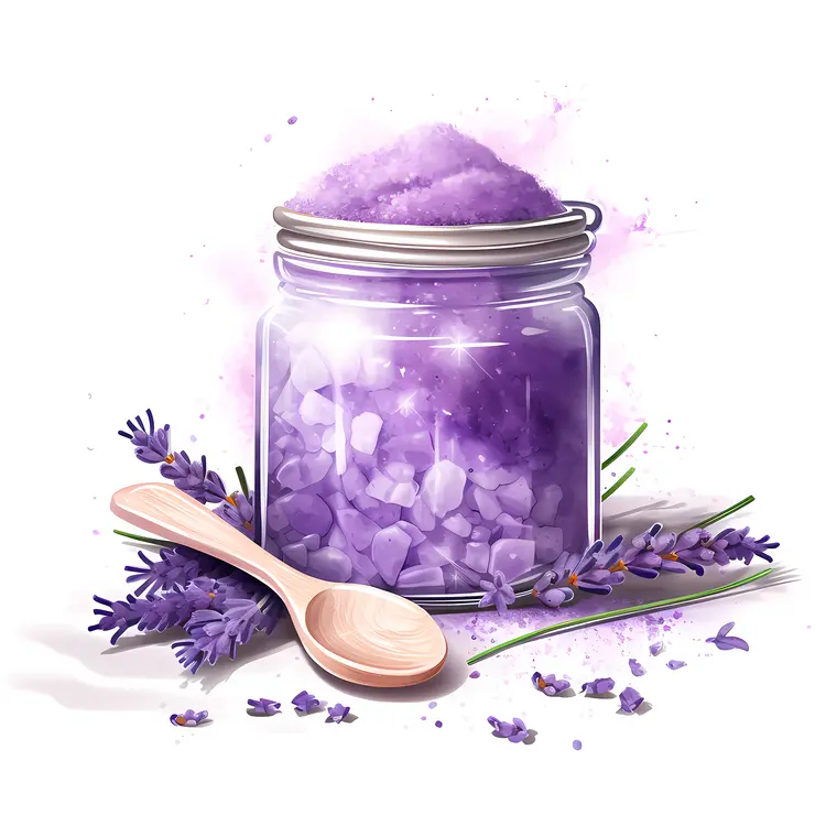 Lavender Bath Salts in Glass Jar