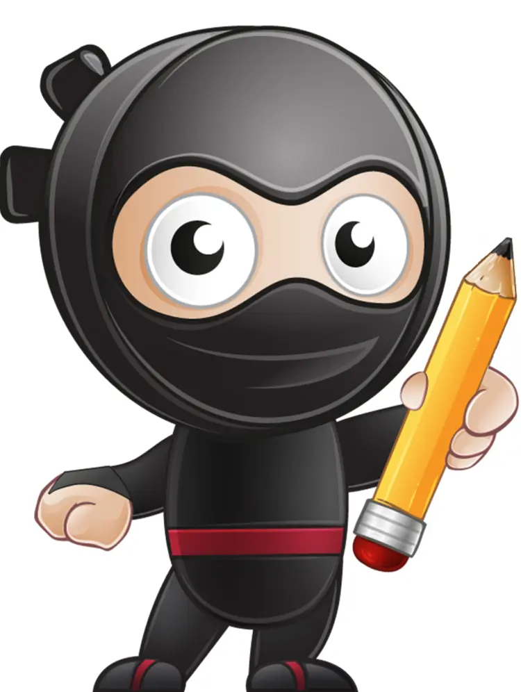 Cartoon Ninja Holding a Pencil