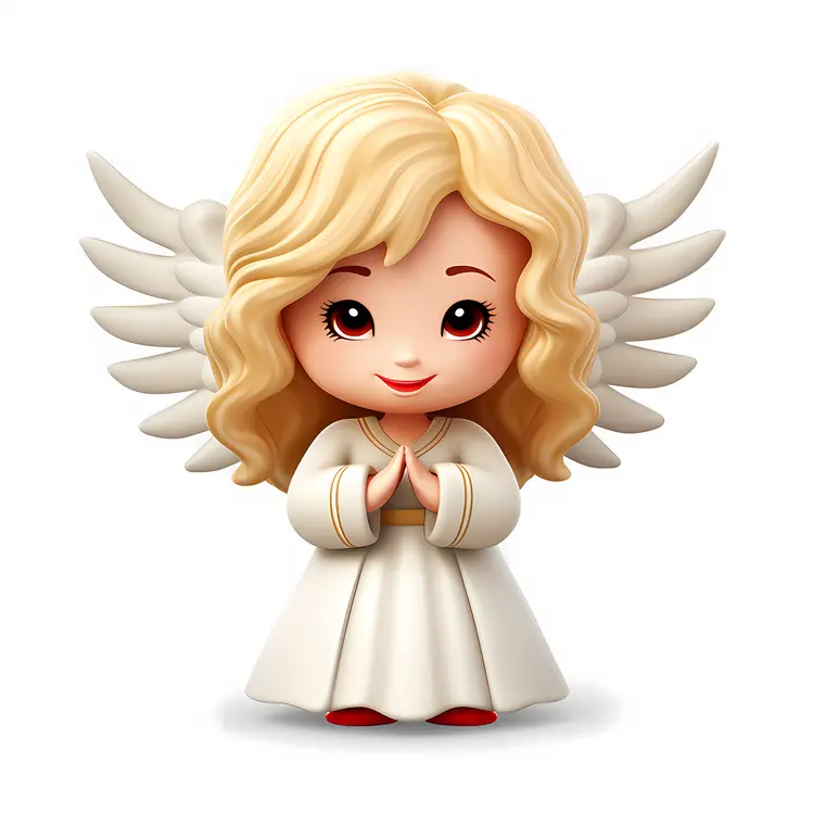 Blonde Angel with Praying Hands and Wings