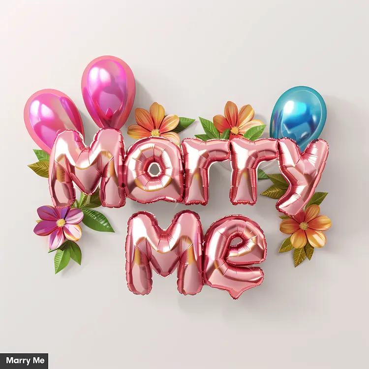 Marry Me with Balloons and Flowers