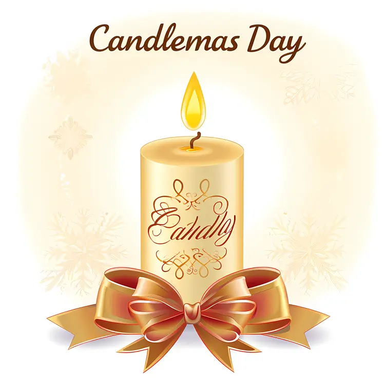 Candle with Gold Ribbon for Candlemas Day