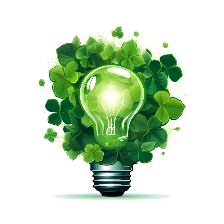 Green Light Bulb with Clovers for St. Patrick's Day