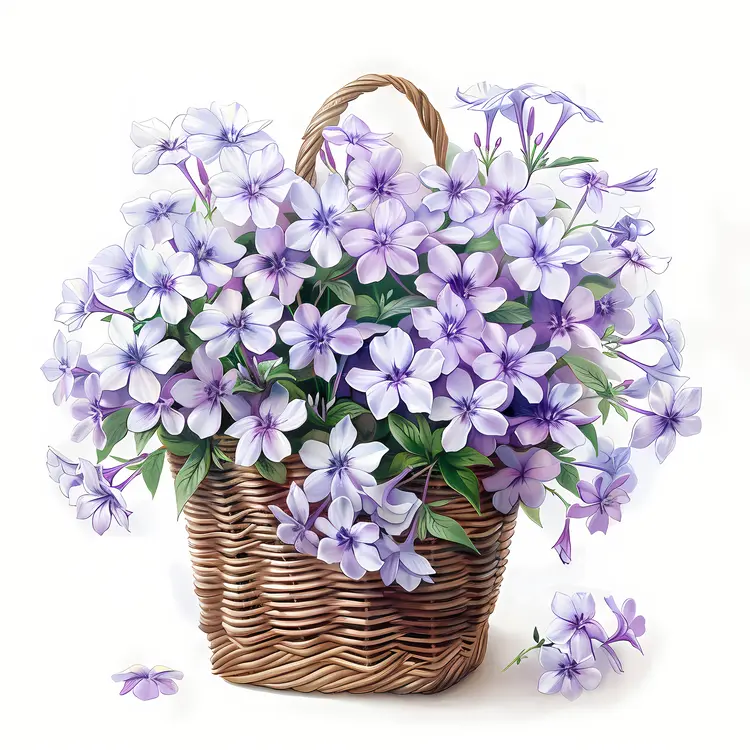 Beautiful Purple Flowers in Woven Basket