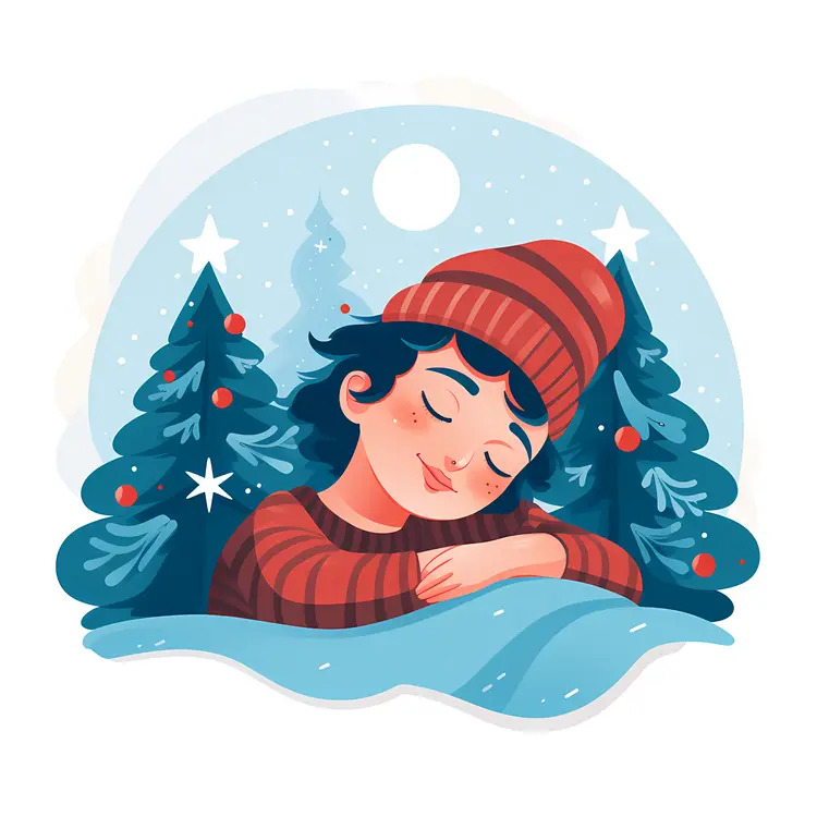 Girl Sleeping in a Winter Wonderland