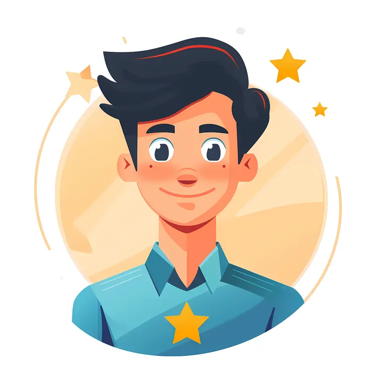 Smiling Cartoon Boy with Star