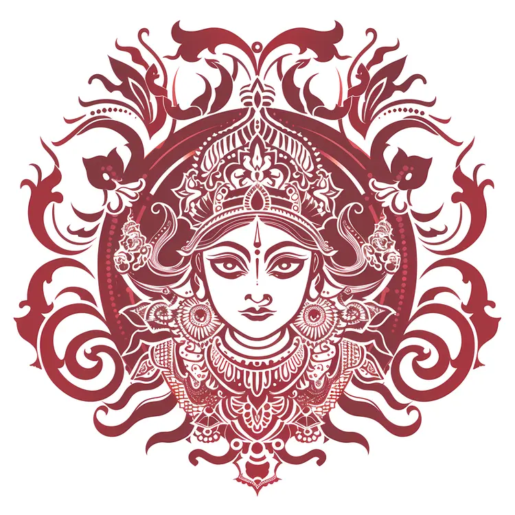 Divine Goddess Illustration in Red
