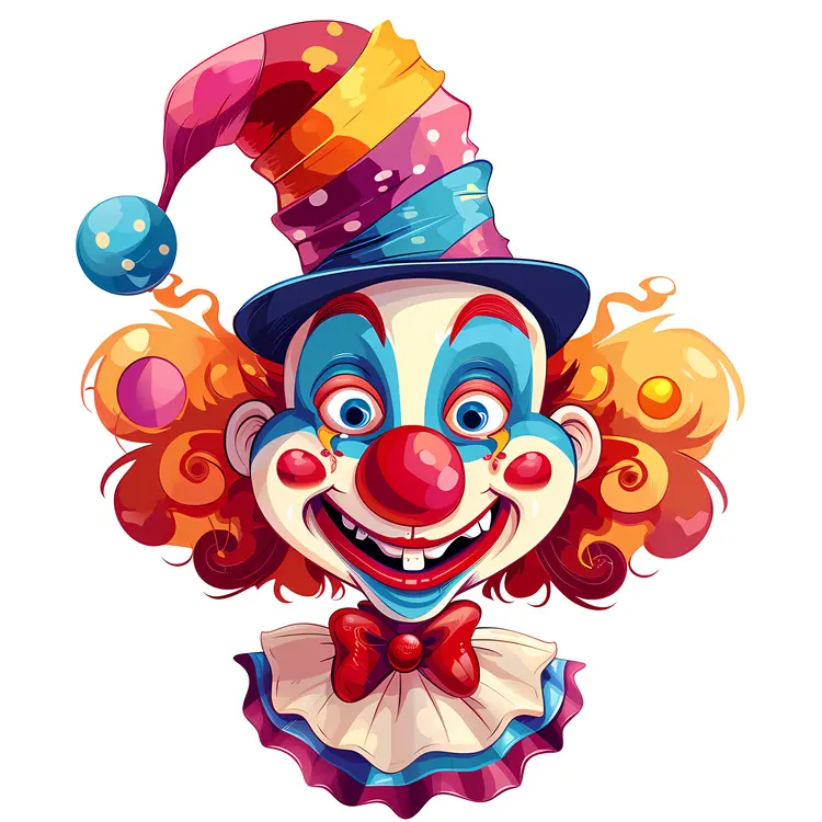 Colorful Clown with Rainbow Hat