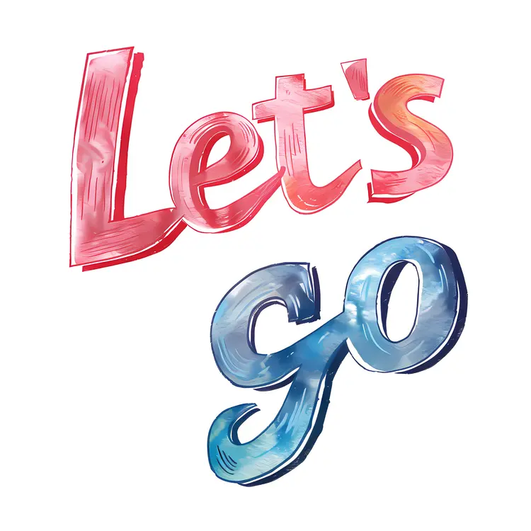 Colorful Let's Go Text Illustration