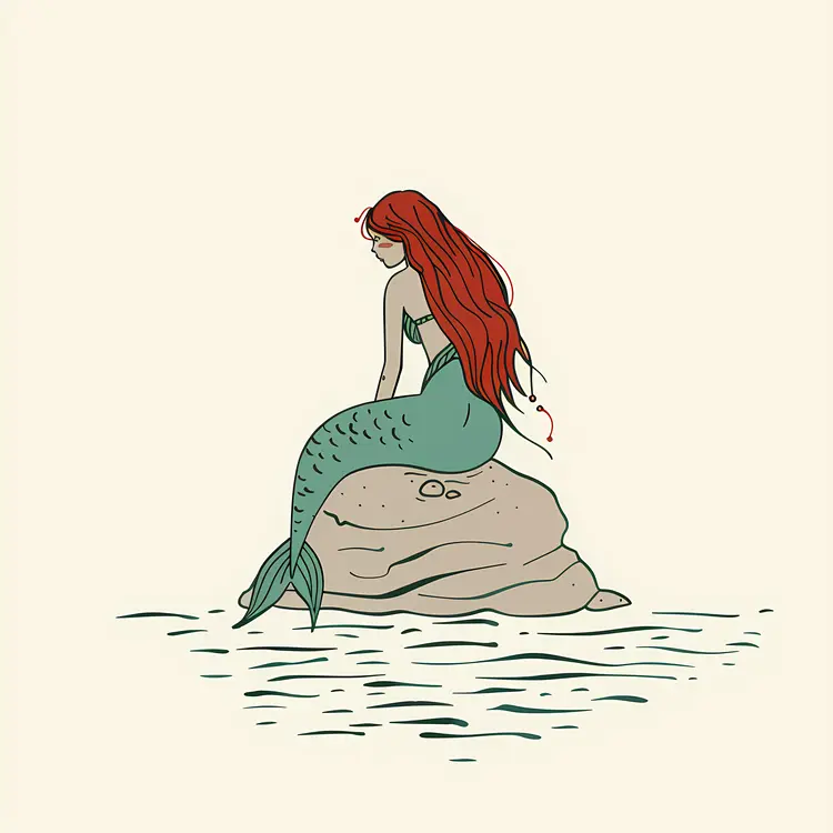Mermaid Sitting on Rock