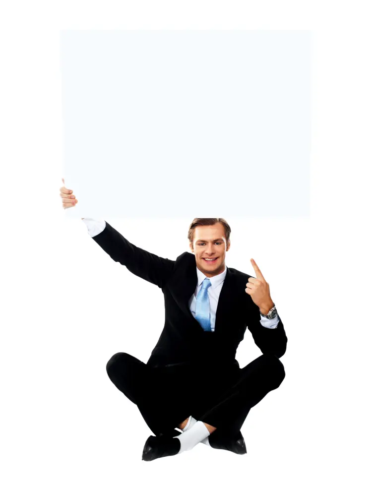 Businessman Holding Blank Sign