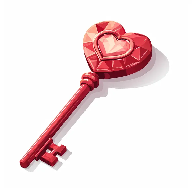Cartoon Red Heart Key