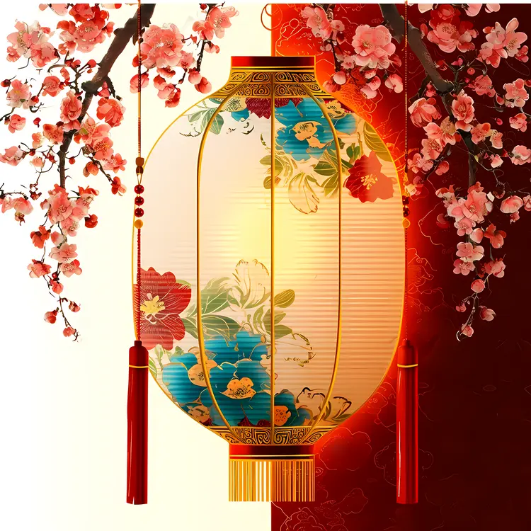 Floral Lantern with Cherry Blossoms