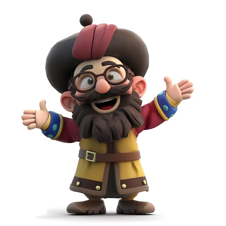 Cartoon Character with Turban and Glasses