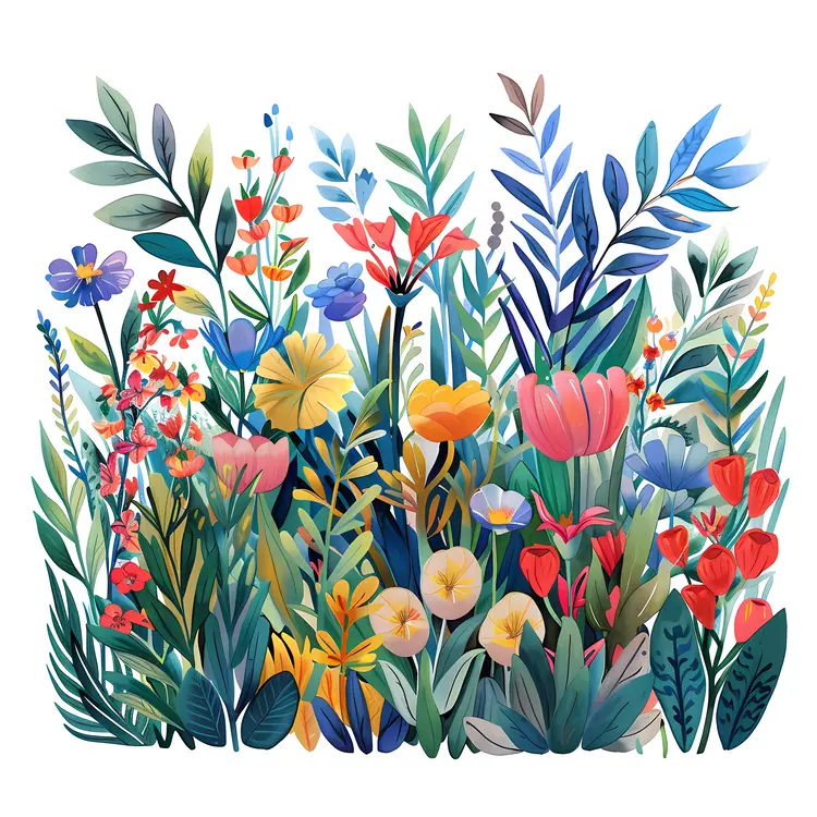 Vibrant Garden with Colorful Flowers