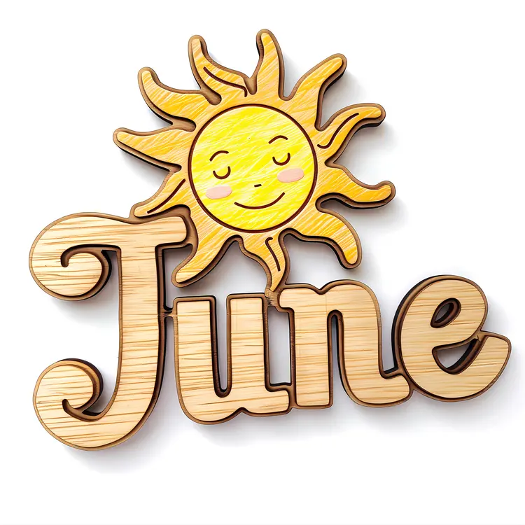 Wooden June Sign with Sun