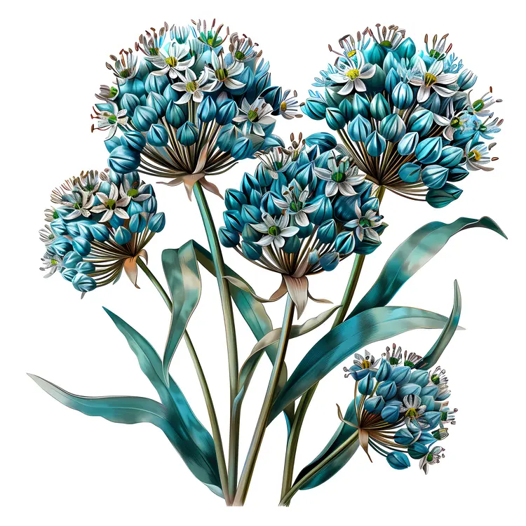 Blue Allium Flowers in Bloom