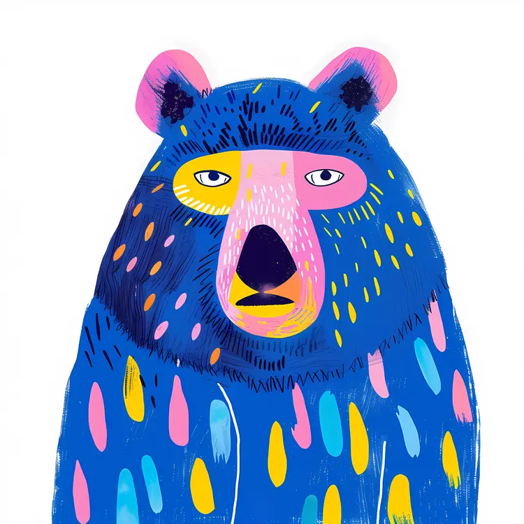 Colorful Cartoon Bear Illustration