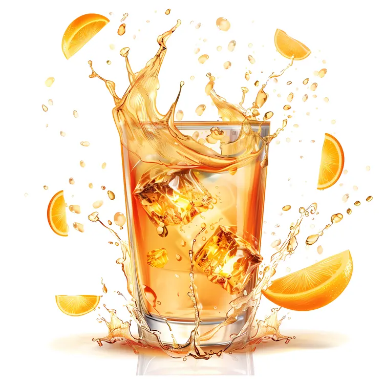 Refreshing Splashing Drink with Orange Slices