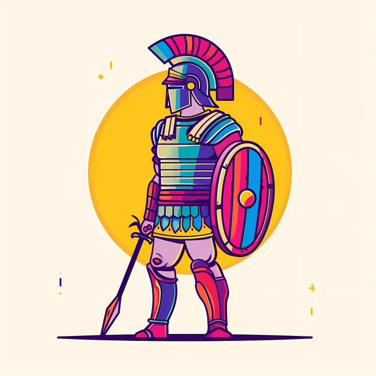 Colorful Spartan Warrior Illustration